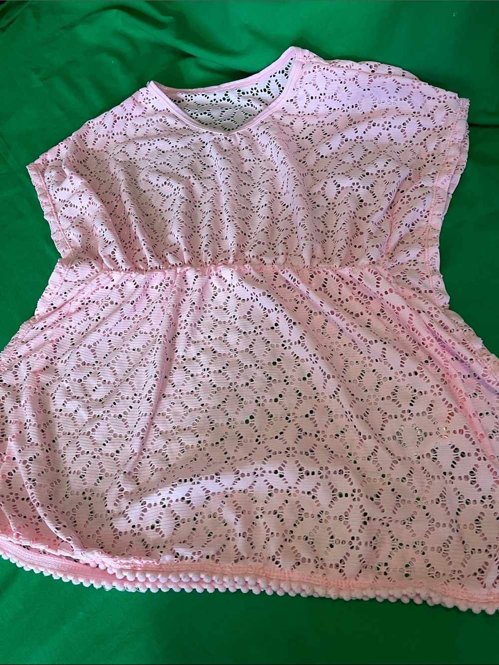 Wonder Nation Pink Eyelet Pom-Pom Trim Top